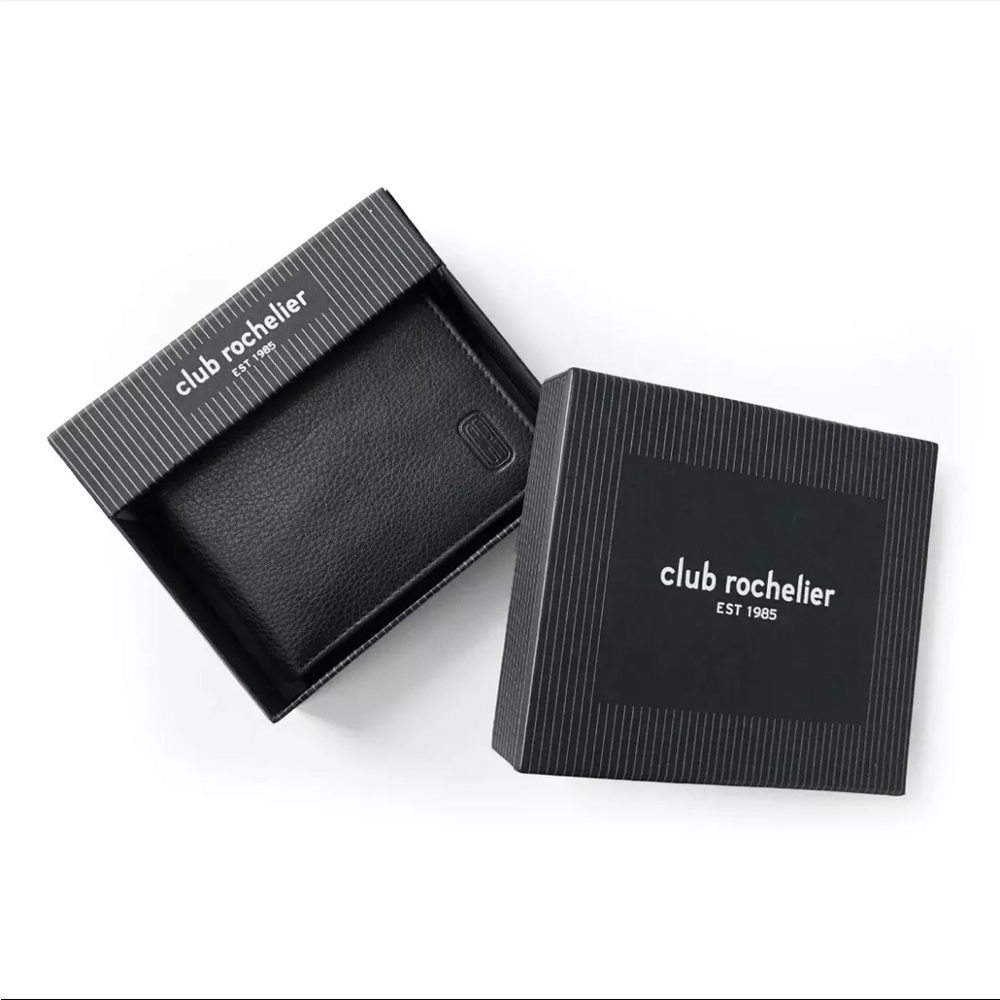 Club Rochelier Men's Slim Black Wallet Bifold Wallet Brand New in Original Box!